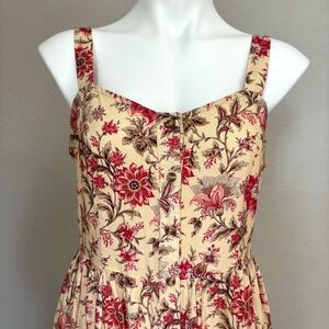 Baltic Born Jules Button Cream Pink Midi Button Front Adjustable Dress Medium